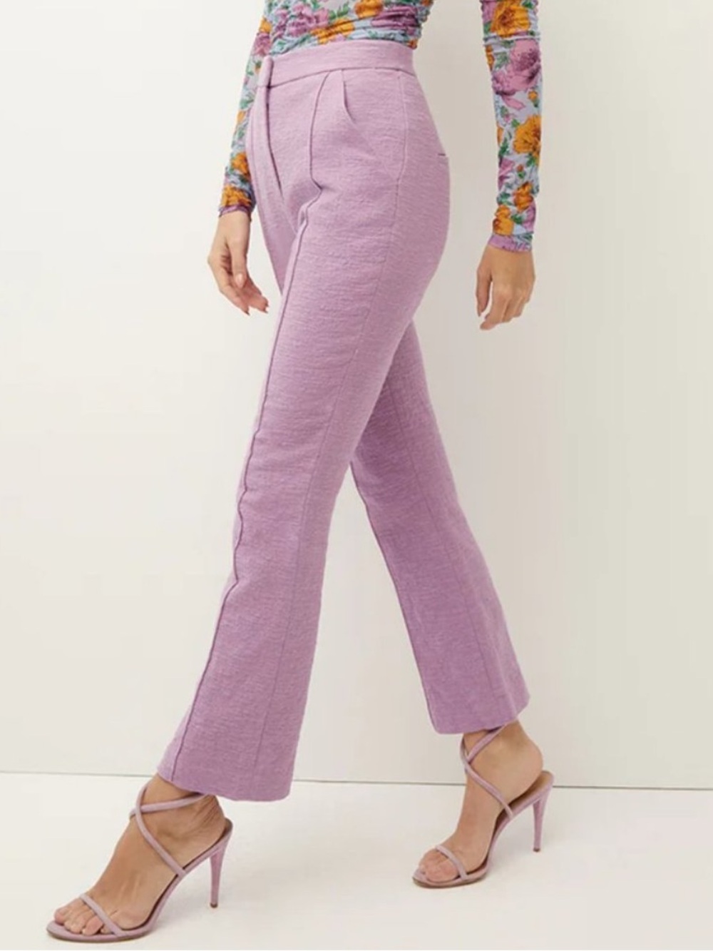 Veronica Beard Pants Tani Boucle Wool Trouser Straigh Leg in Violet Purple